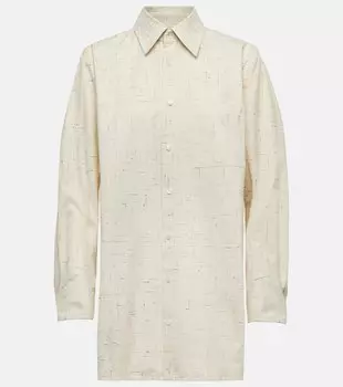 Рубашка оверсайз из смесового хлопка Bottega Veneta, черный