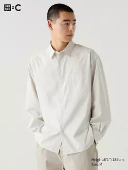 Рубашка оверсайз из сукна в полоску Uniqlo, белый