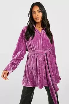 Рубашка оверсайз из текстурированного бархата Boohoo, сиреневый