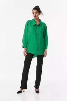 Рубашка оверсайз из ткани Airobin с одним карманом Fullamoda, зеленый