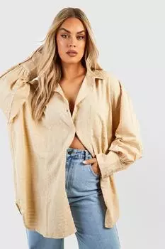 Рубашка оверсайз из тканой ткани плюс Boohoo, серый