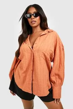 Рубашка оверсайз из тканой ткани плюс Boohoo, коричневый