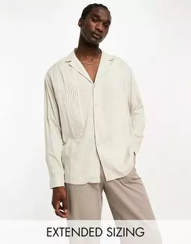 Рубашка оверсайз из вискозы 90-х годов ASOS с глубоким воротником с лацканами и каменными складками спереди