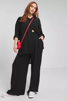 Рубашка оверсайз из жатой ткани Simply Be, черный