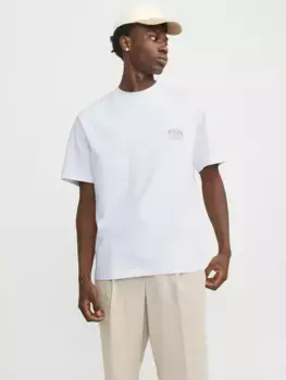Рубашка оверсайз Jack & Jones "JORSANTORINI BACK TEE SS CREW NECK SN", белый