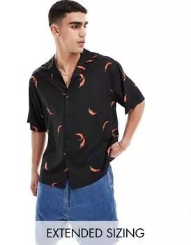 Рубашка оверсайз Revere с принтом перца чили ASOS DESIGN