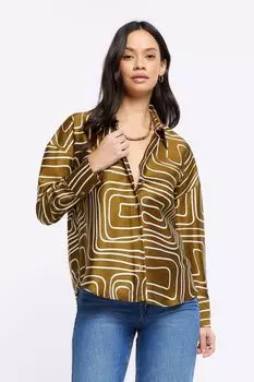 Рубашка оверсайз с абстрактным узором River Island, зеленый