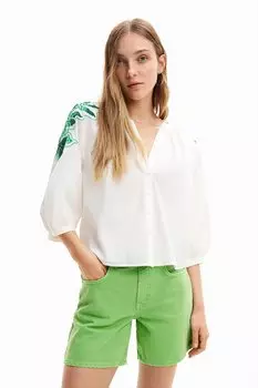 Рубашка оверсайз с бусинами Desigual, зеленый