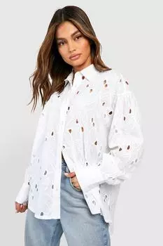 Рубашка оверсайз с цветками Boohoo, белый