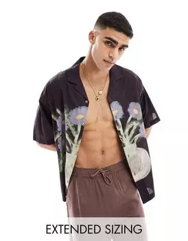 Рубашка оверсайз с цветочным принтом вазы ASOS DESIGN