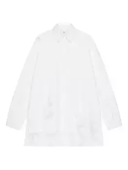 Рубашка оверсайз с длинной спиной из потертого денима Givenchy, белый