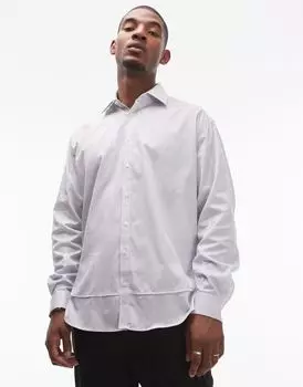 Рубашка оверсайз с длинными рукавами и двойным подолом в разноцветную полоску Topman