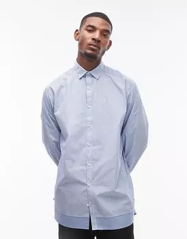 Рубашка оверсайз с длинными рукавами Topman – синего цвета в полоску