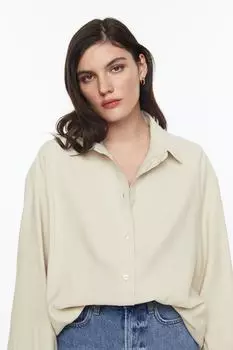 Рубашка оверсайз с галстуком H&amp;M, светло-бежевый