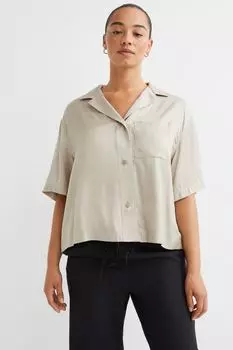 Рубашка оверсайз с короткими рукавами H&amp;M, светло-зелено-бежевый