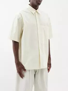 Рубашка оверсайз с короткими рукавами из хлопкового поплина Jil Sander, бежевый