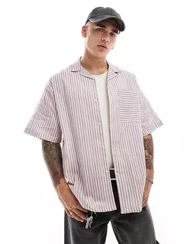 Рубашка оверсайз с кубинским воротником и полоской из жатого хлопка ASOS DESIGN 3