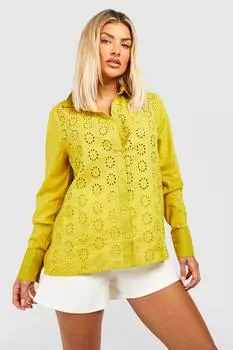 Рубашка оверсайз с люсными панелями передней части Boohoo, лаймовый