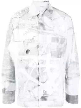 Рубашка оверсайз с принтом OFF-WHITE, белый