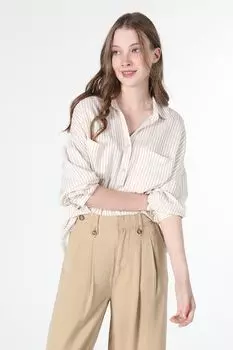 Рубашка оверсайз с вшитыми карманами Colin'S, бежевый