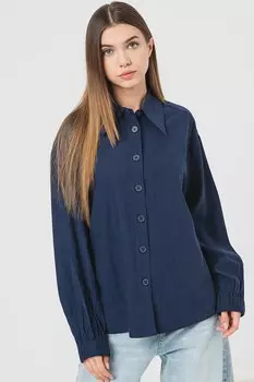 Рубашка оверсайз с заниженными рукавами United Colors Of Benetton, синий