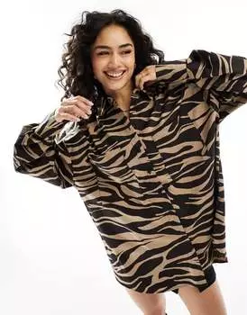Рубашка оверсайз с животным принтом ASOS