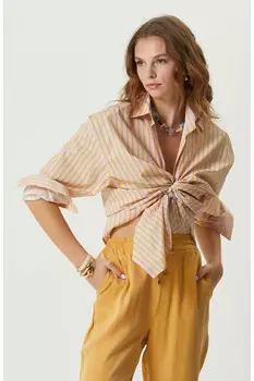 Рубашка оверсайз в оранжевую полоску Network, розовый