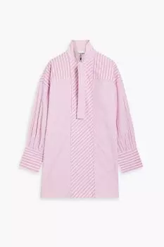 Рубашка оверсайз в полоску из хлопкового поплина GANNI, розовый