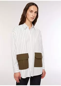 Рубашка оверсайз в полоску с воротником Fabrika