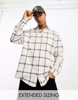 Рубашка оверсайз в стиле 90-х годов ASOS DESIGN в клетку цвета экрю с оконным стеклом
