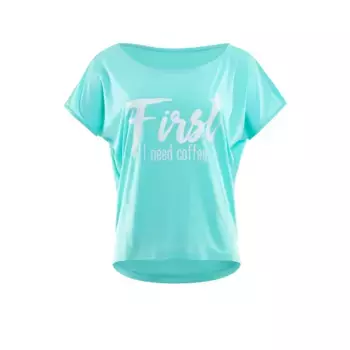 Рубашка оверсайз Winshape "MCT002 Ultra Light" с белым блестящим принтом, цвет Mint - Glitzer Wei