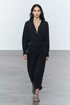 Рубашка оверсайз ZARA, черный