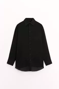 Рубашка оверсайз ZARA, черный