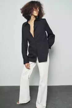 Рубашка оверсайз ZARA, цвет Dark anthracite