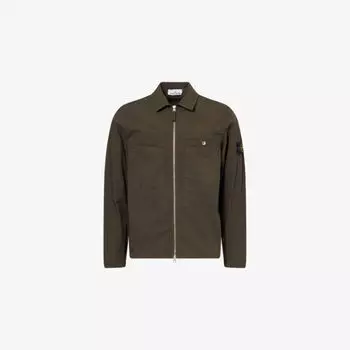 Рубашка-овершот Stone Island из стрейч-хлопка с накладными карманами, зеленый