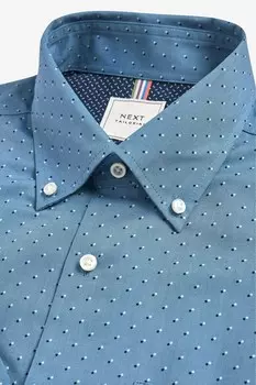 Рубашка Oxford Easy Iron на пуговицах Next, синий