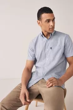 Рубашка Oxford Easy Iron на пуговицах Next, синий
