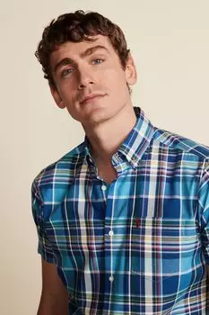 Рубашка Oxford Easy Iron на пуговицах Next, синий