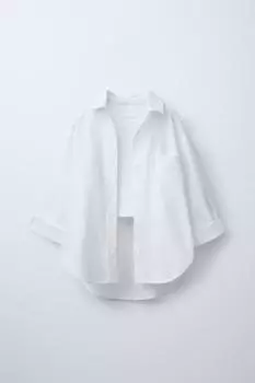 Рубашка оксфорд и футболка в рубчик ZARA, белый