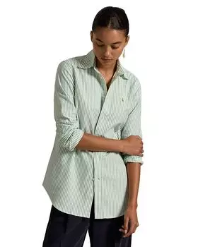 Рубашка Оксфорд из эластичной ткани Slim Fit в полоску Ralph Lauren, зеленый