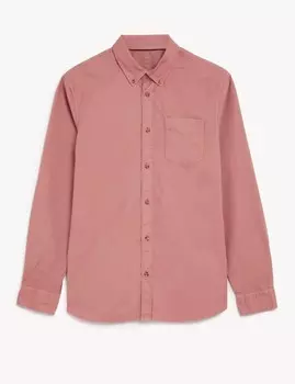 Рубашка Оксфорд из чистого хлопка Marks & Spencer, розовый