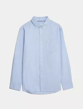 Рубашка Оксфорд из хлопка с высоким содержанием Marks & Spencer, цвет Chambray