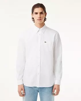 Рубашка оксфорд из хлопка стандартного кроя Lacoste, белый