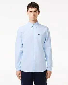 Рубашка оксфорд из хлопка стандартного кроя Lacoste, синий