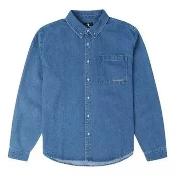 Рубашка oxford long sleeve denim shirt 'indigo blue' Converse, синий