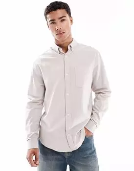 Рубашка оксфорд обычного цвета ASOS DESIGN в каменном цвете