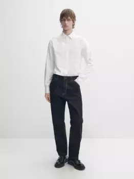 Рубашка-оксфорд приталенного кроя меланжевого цвета Massimo Dutti, белый