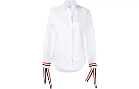 Рубашка Оксфорд с контрастными манжетами THOM BROWNE, белый