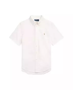 Рубашка Oxford с коротким рукавом для больших мальчиков из хлопка Polo Ralph Lauren, белый