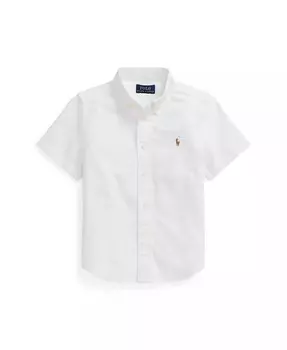 Рубашка Оксфорд с коротким рукавом для малышей и маленьких мальчиков Polo Ralph Lauren, белый